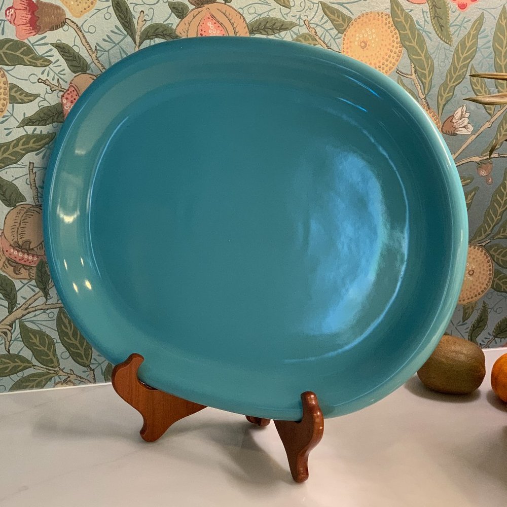 Vintage Crown Corning Japan Teal Serving Platter - Picture 3 of 15